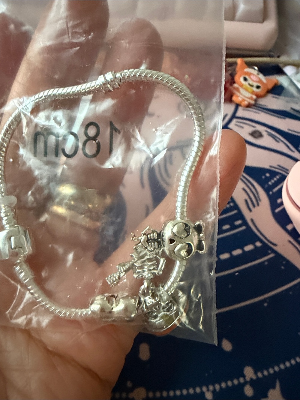 Silver Skeleton Charm Bracelet for Women - Silver Tone
